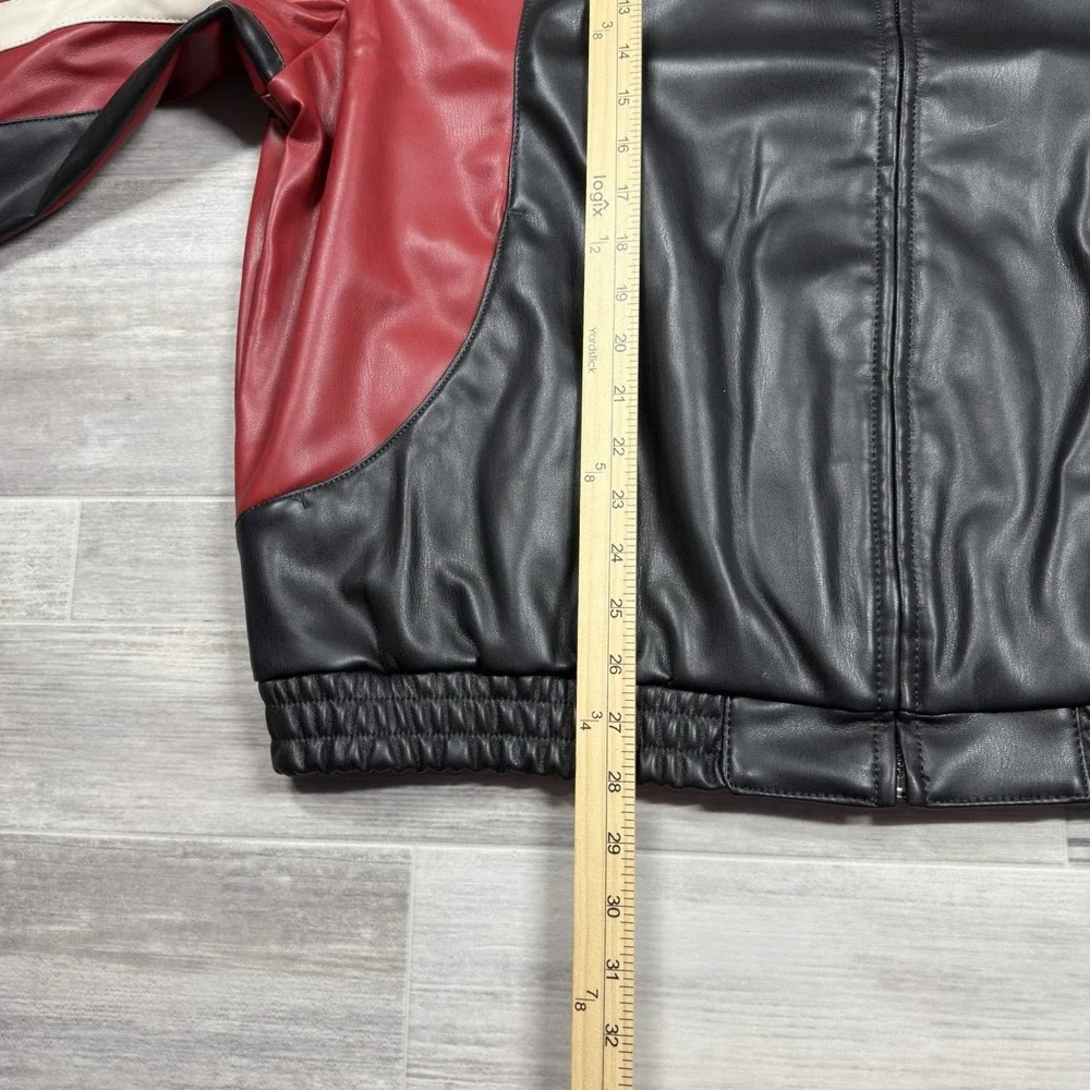 Faux Leather Dodge Graphic Full Zip‎ Jacket Men's XXL Embroidered Black NWT